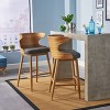 TiramisuBest Set of 2 Bar Stools, 30in Faux Leather Barstool Dining Chairs with PU Upholstery and Steel Frame (Brown) - 2 of 4