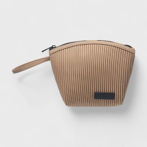 French Connection Ribbed Travel Pouch Bag with Wristlet Strap - Tan - 1 of 4