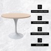 LeisureMod Verve Mid-Century Modern Table with a 48" Round MDF Tabletop and White Steel Pedestal Base for Kitchen and Dining Room - 2 of 4
