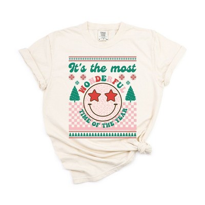 Simply Sage Market Women's Most Wonderful Time Smiley Short Sleeve Garment Dyed Tee