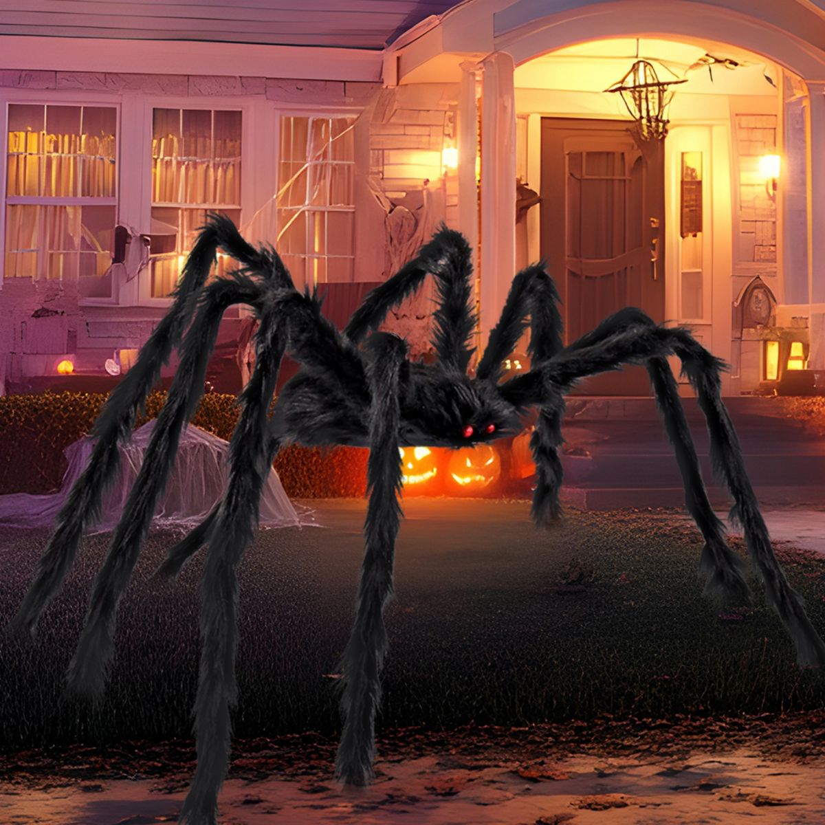 Joyfy 5 Ft Spider Halloween Outdoor Decorations, Scary Hairy Spider Plush Spider for Yard Patio Lawn Garden Window Creepy Halloween Decor Props - thumbnail 8