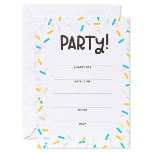 10ct Birthday Party Invitations Confetti - Spritz™: Kids Typography Cards, Multicolored, Vertical Fold, 5.19"x3.94" - 1 of 4