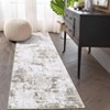 Modern Washable Area Rug - Neutral Abstract Design, Non-Slip Backing, Stain-Resistant Low Pile for Living Room, Bedroom & Office - 2 of 4