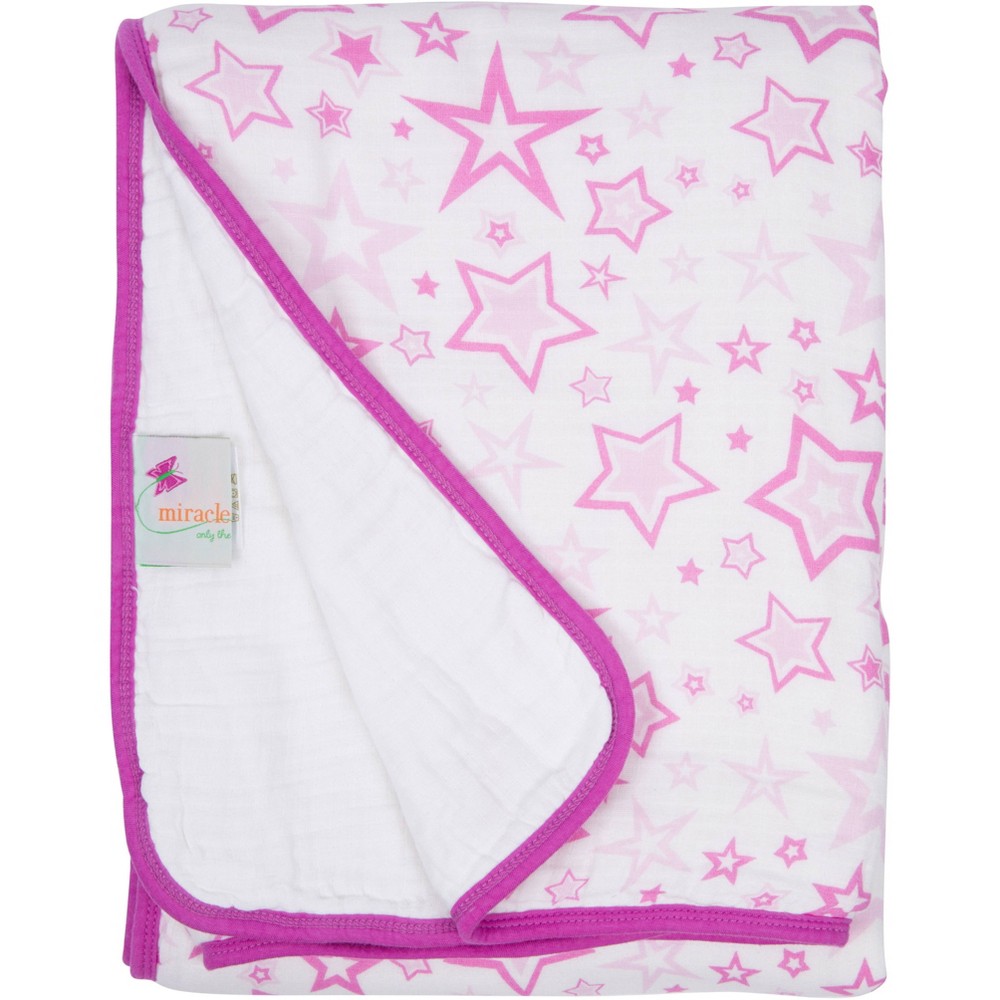 Photos - Duvet MiracleWare Muslin Baby Blanket - Stars Pink Pink Stars