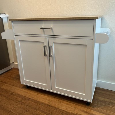 Costway Rolling Kitchen Island Cart Storage Cabinet W/ Towel & Spice ...