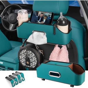 Car Back Seat Organizer with 2 Cup Holders, Napkin Holders with Hook for Travel & Kids - 1 of 4