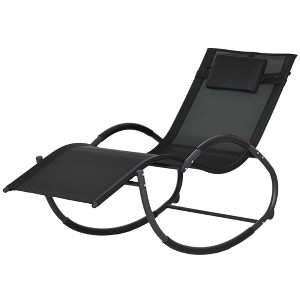 Outdoor Patio Rocking Chair, Porch Rocker for Sun Tanning with Pillow and Armrests for Lawn, Beach - 1 of 4