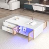 47.2" MDF Modern Rectangular Coffee Table with 2 Glass Door Storage, 4 Drawers, Gold Legs, and Multi-Color Lighting for Living Room - 3 of 4