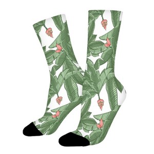 Banana Leaves Women Printed Crew Socks Funny Funky Socks Soft Polyester Novelty Gifts for Artists Men - 1 of 1
