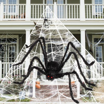 Joyfy Halloween Spider Web with Giant Spider Set,Realistic Hairy Spiders,400 sq ft Spider Web,Outdoor Decorations and Yard Party Decor Supplies