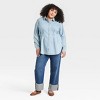 Women's Long Sleeve Denim Darted Waist Button-Down Shirt - Ava & Viv™ - 3 of 3