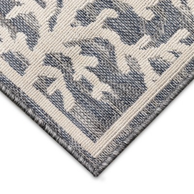 Coral Echoes Blue Ivory Abstract Indoor/Outdoor 8' x 10' Rug