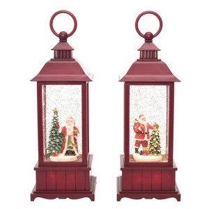 Transpac Plastic Tall Light Up Santa Lantern Water Globe - Festive Holiday Decor for Christmas Cheer - 1 of 1