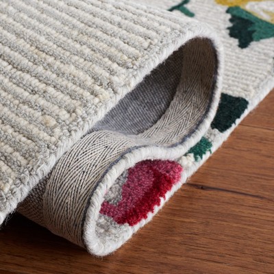 Ivory Floral Hand-Tufted Wool Rectangular Area Rug - 3' x 5'