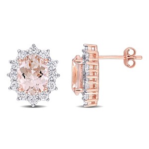 EVERLY JEWELRY |Rose Plated Sterling Silver 4.85 CT TGW Cubic Zirconia & Simulated Morganite Stud Earrings - 1 of 4