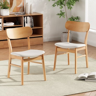 Coolbibila Modern Wooden Kitchen Dining Chairs Set of 2,Armless Fabric Upholstered Dining Room Chairs With Curved Back Wood Dining Chair