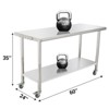60X24x35 Inch Stainless Steel Work Table with Double Shelf, Heavy Duty Prep Station for Kitchen Restaurant or Garage Storage - 2 of 4