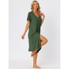 cheibear Women's Nightgown Button Down Short Sleeve Soft Modal Loose Pajama Sleepshirt - 2 of 4