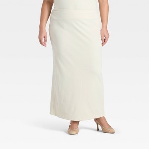 Women's High-Rise Brushed Ribbed Maxi Skirt - A New Day™ - 1 of 3