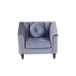 DOMETOUR Gray Microfiber Living Room Sofa Chair - Comfortable Upholstered Armchair with Modern Design - 1 of 4