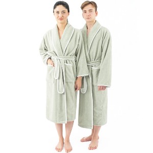 American Soft Linen Triga - Bamboo Robes for Women and Men, Unisex Plush Spa Lounging Bathrobe, 1 Piece Cozy Robe for Couples After Shower - 1 of 4