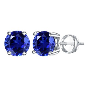 Turandoss Birthstone Stud Earrings for Women - S925 Sterling Silver Flat Back Cartilage Earring Set for Multiple Piercing, Christmas Gifts for Women - 1 of 4