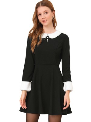 Black dress white collar peter pan sale