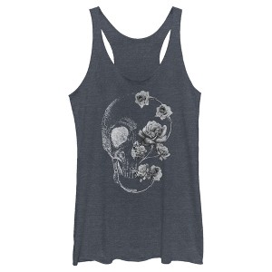 Women's Lost Gods Rose Skull Portrait Racerback Tank Top - 1 of 4