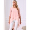 INSPIRE CHIC Women's High Low Hem Scoop Neck Asymmetrical 3/4 Sleeve Summer Top - 3 of 4