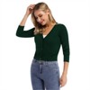 Clearlove Women's Cropped Bolero Cardigan – 3/4 Sleeve V-Neck Basic Classic Casual Button Down Knit Soft Sweater Top - 3 of 4
