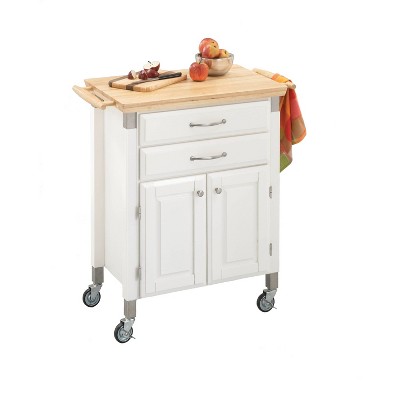 Home Styles Small Dolly Madison Kitchen Cart With Natural Top Off White ...