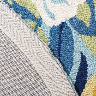 Blue Floral Tufted Wool Oval Rug 6' x 9' - Handmade Non-Slip
