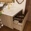 Gulches 30 inch Brown Wall Mounted Floating Fluted Bathroom Vanity with Ceramic Sink Drawers Modern Style - 3 of 4