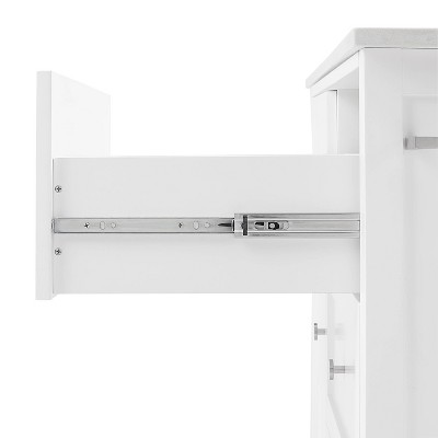 Soren 44" White Stone Top Kitchen Island Cart