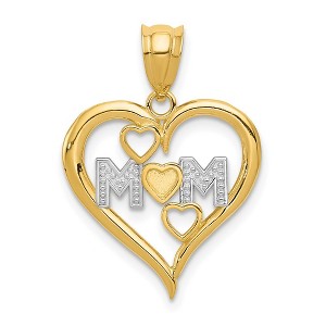 Black Bow Jewelry 14k Yellow Gold and White Rhodium Mom Heart Pendant, 16mm - 1 of 4