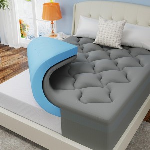 Vipbear 4 Inch Dual Layer Memory Foam Mattress Topper,2 Inch Cooling Gel Memory Foam & 2 Inch Pillow Top Mattress Pad, Fits 8-20 Inches Deep Pocket - 1 of 4