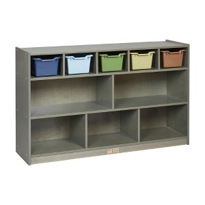 ECR4Kids 5+5 Mobile Storage and Tray Cabinet with 5 Scoop Front Bins, Grey Wash - 1 of 4