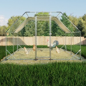 Kumasinova Walk-In Chicken Coop Large,Poultry Run with Waterproof Cover,Outdoor Chicken Cage with UV Protection,Galvanized Steel Animal Enclosure - 1 of 4