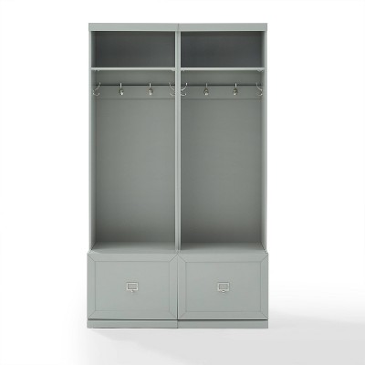 Gray 2-Piece Hall Tree Entryway Set with Storage Drawers