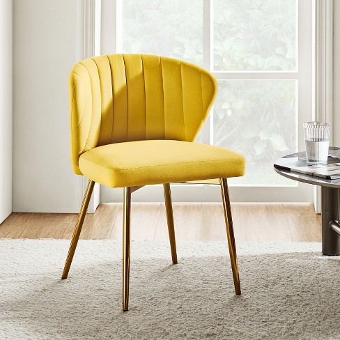 Upholstered chair best sale with metal legs