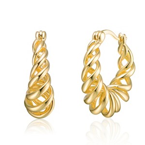 Guili 14K Yellow Gold Plated Twisted Halo Hoop Earrings Featuring a Unique and Elegant Design Perfect for Stylish Jewelry Enthusiasts - 1 of 2