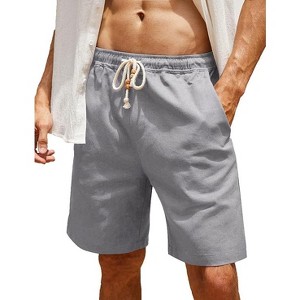 COOFANDY Men's Linen Shorts Casual Elastic Waist Drawstring Summer Beach Shorts - 1 of 4