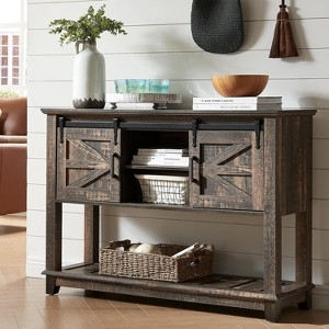 AMERLIFE Sofa Table with Sliding Barn Doors, TV Console Table, 46" Farmhouse Rustic Storage Entryway Table - 1 of 4