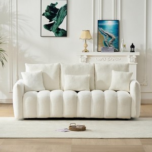 GDFStudio Miri Contemporary 78'' 3-Seater Teddy Upholstered Sofa with Pillows - 1 of 4