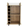 NicBex Mobile Kitchen Island Cart Morden Kitchen Carts on Wheels with Storage, 1 Glass Cabinet Door and 6 Bottle Rack for Kitchen - 3 of 4