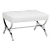 studio designs Newel Modern Square Ottoman Blended Leather and Chrome Metal Frame - 2 of 4