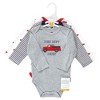 Hudson Baby Infant Boy Cotton Long-Sleeve Bodysuits, Fire Truck - 2 of 4