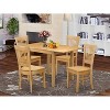 5-Piece Natural Oak Finish Solid Wood Top - Dining Room Set - Seats 4 - 2 of 4