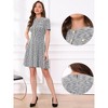 INSPIRE CHIC Women's Plaid Round Neck Short Sleeve A-Line Vintage Mini Tweed Dresses - 2 of 4