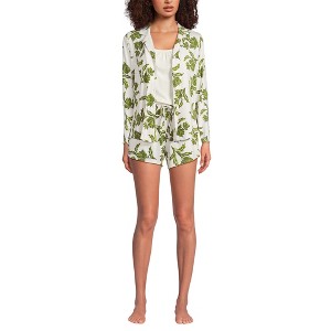Lands' End Women's Cooling 3 Piece Pajama Set - Long Sleeve Top Cami and Shorts - 1 of 4